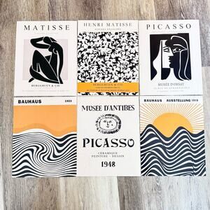 Set of 6  Abstract Wall Art vintage Prints Picasso
